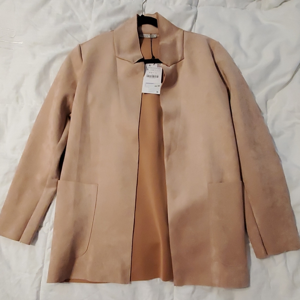 Zara Suede jacket in blush pink sz Small